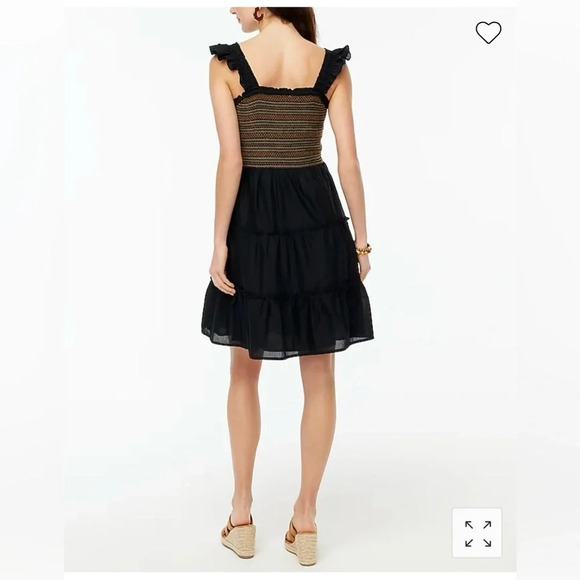 J Crew NWT Smocked tiered mini dress. Black size small - Picture 2 of 8